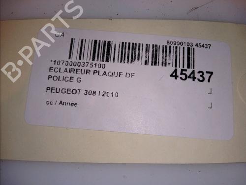 Used Licence plate light PEUGEOT 308 I (4A_, 4C_) 1.6 16V (120 hp) 14880875