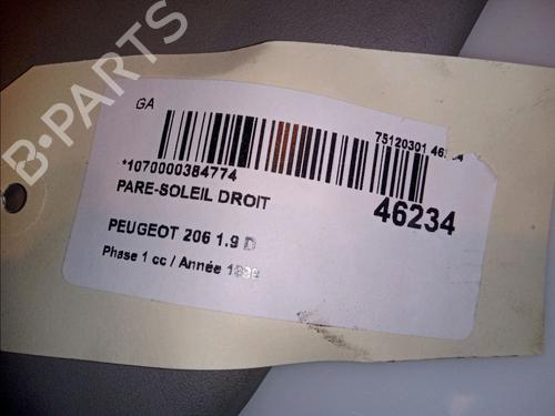 Used Right sun visor PEUGEOT 206 Hatchback (2A/C) 1.9 D (69 hp) 11103890