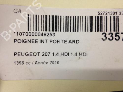 Used Rear right interior door handle PEUGEOT 207 (WA_, WC_) 1.4 HDi (68 hp) 9593945
