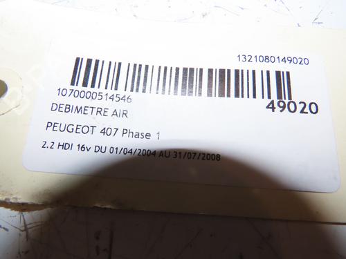 Mass air flow sensor PEUGEOT 407 (6D_) 2.2 HDi 170 (6D4HTH) | BP17469247M95 
