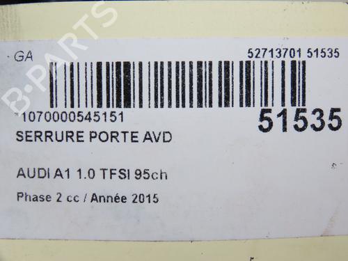 Front right lock AUDI A1 Sportback (8XA, 8XF) 1.0 TFSI | BP22524665C97 