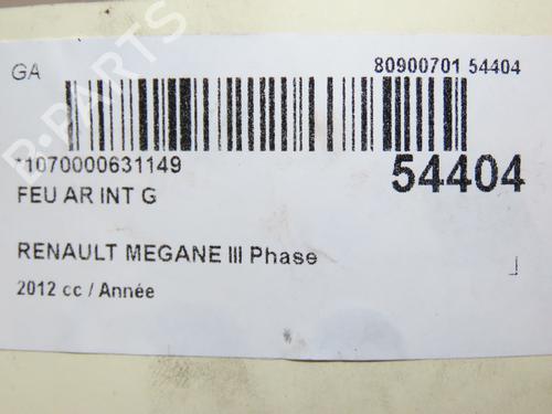 Venstre baglygte bagklap RENAULT MEGANE III Hatchback (BZ0/1_, B3_) 1.5 dCi (BZ09, BZ0D, BZ1W, BZ29, BZ14) (110 hp) 28802278