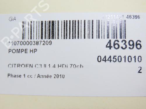 Used Injection pump CITROËN C3 II (SC_) 1.4 HDi 70 (SC8HZC, SC8HR0, SC8HP4) (68 hp) 11944472