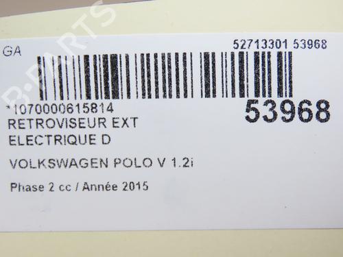 Right mirror VW POLO V (6R1, 6C1) 1.2 TSI 16V | BP28968662C27 