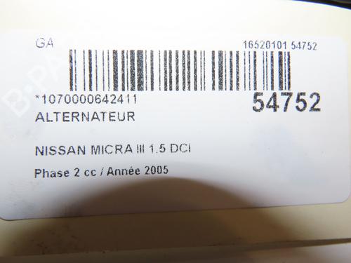 Alternator NISSAN MICRA III (K12) 1.5 dCi | BP28829153M7