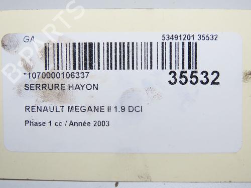 Used Tailgate lock Tailgate lock RENAULT SCÉNIC II (JM0/1_) 1.9 dCi (JM0G, JM12, JM1G, JM2C) (120 hp) 9597587 9597587