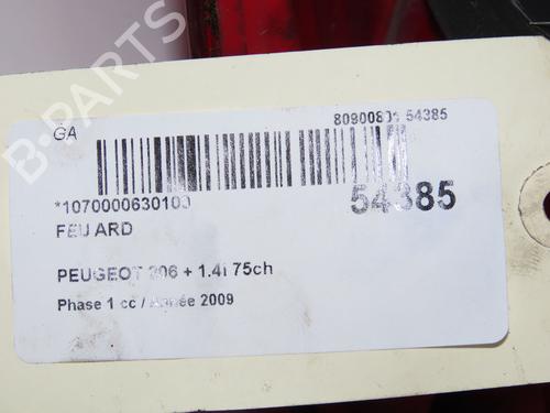 Used Right taillight PEUGEOT 206+ (2L_, 2M_) 1.4 i (2LKFWA, 2MKFWA) (75 hp) 32308437