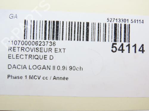 Used Right mirror DACIA LOGAN MCV II TCe 90 (K8M1, K8MA, K8AC) (90 hp) 28831394