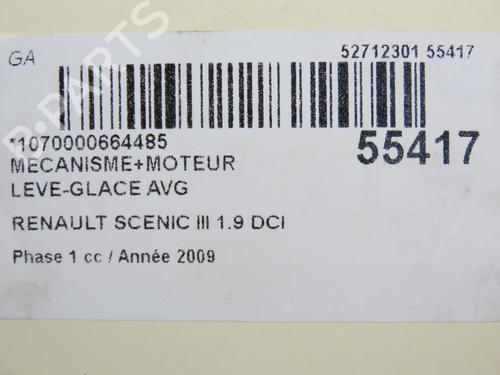 Vindusheismekanisme venstre foran RENAULT SCÉNIC III (JZ0/1_) 1.9 dCi (JZ0J, JZ1J, JZ1K, JZ1S) (131 hp) 30797585