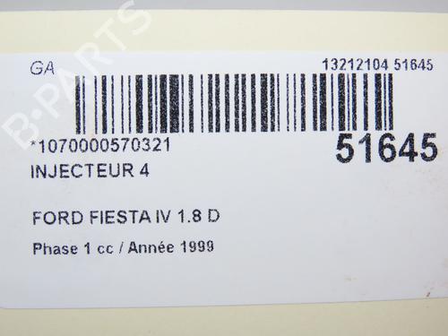 Used Injector FORD FIESTA IV (JA_, JB_) 1.8 D (60 hp) 24344356