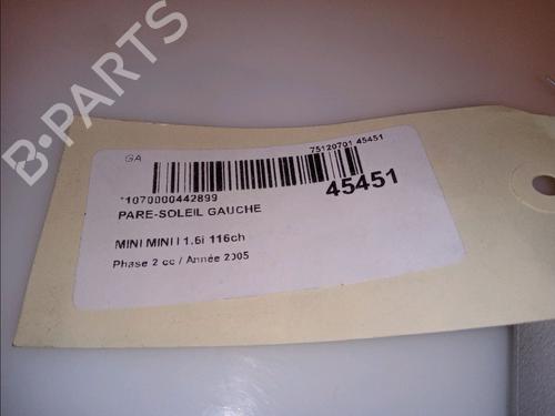 Used Left sun visor Left sun visor MINI MINI (R50, R53) Cooper (116 hp) 13301417 13301417