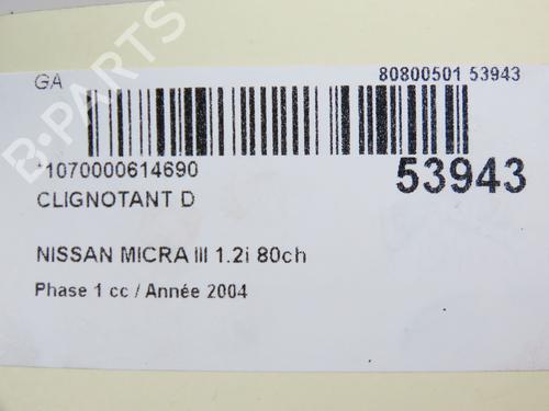 Right front indicator NISSAN MICRA III (K12) 1.2 16V | BP28832376C33