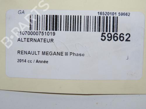 Alternator RENAULT MEGANE III Hatchback (BZ0/1_, B3_) 1.2 TCe (BZ2B, BZ11) | BP36582952M7  - Image 9