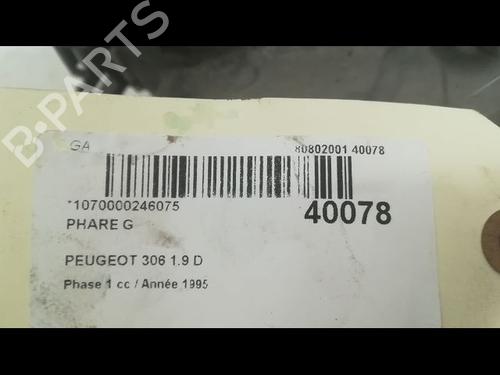 Used Left headlight PEUGEOT 306 Hatchback (7A, 7C, N3, N5) 1.9 D (68 hp) 9609372