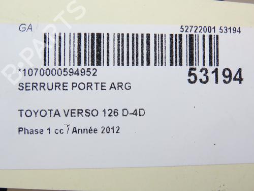 Used Rear left lock TOYOTA VERSO (_R2_) 2.0 D-4D (AUR20_, AUR20R) (126 hp) 28831995