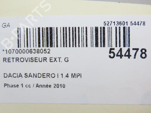 Left mirror DACIA SANDERO 1.4 MPI LPG | BP28968763C26 