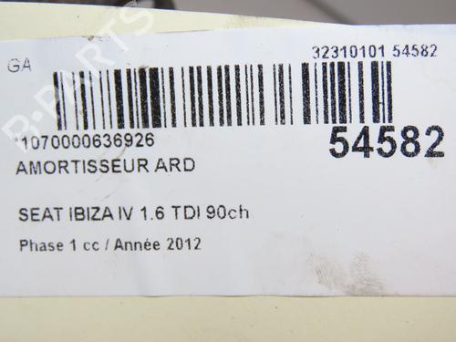 Used Right rear shock absorber SEAT IBIZA IV (6J5, 6P1) 1.6 TDI (90 hp) 28829888