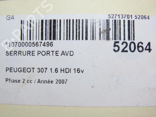 Front right lock PEUGEOT 307 (3A/C) 1.6 HDi 110 | BP28968780C97 