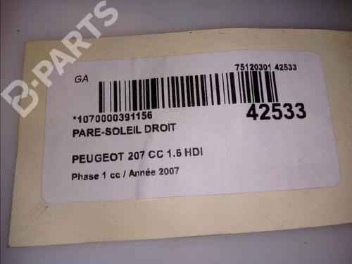 Right sun visor PEUGEOT 207 CC (WD_) 1.6 HDi | BP11418226I2 