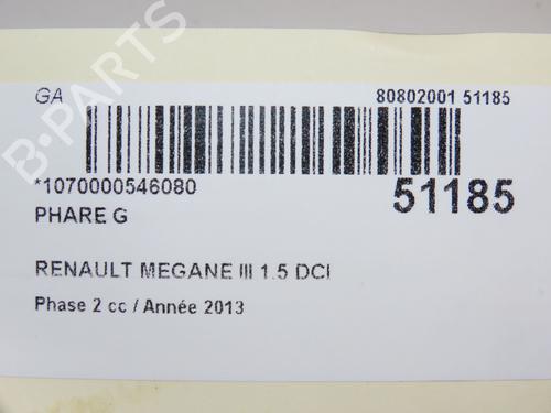 Used Left headlight RENAULT MEGANE III Hatchback (BZ0/1_, B3_) 1.5 dCi (BZ09, BZ0D, BZ1W, BZ29, BZ14) (110 hp) 28969447