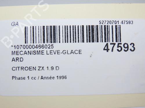 Used Rear right window mechanism CITROËN ZX (N2) 1.9 D (68 hp) 23176633