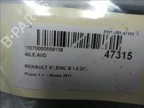 Used Right front fenders RENAULT GRAND SCÉNIC III (JZ0/1_) 1.5 dCi (JZ09, JZ0D, JZ10, JZ14, JZ1G, JZ29, JZ2C) (110 hp) 28968279