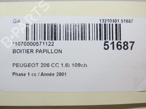 Throttle body PEUGEOT 206 CC (2D) 1.6 16V (2DNFUF, 2DNFUR) | BP24361015M82 
