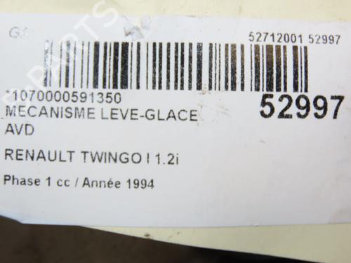 Used Front right window mechanism RENAULT TWINGO I (C06_) 1.2 (C063, C064) (55 hp) 28831094