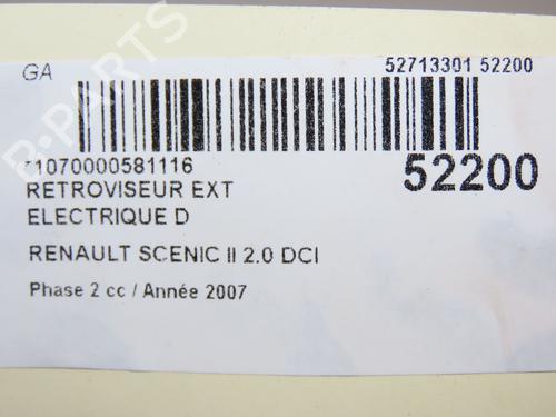 Right mirror RENAULT SCÉNIC II (JM0/1_) 2.0 dCi (JM1K) | BP28968635C27 