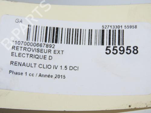 Used Right mirror RENAULT CLIO IV (BH_) 1.5 dCi 90 (90 hp) 31984623