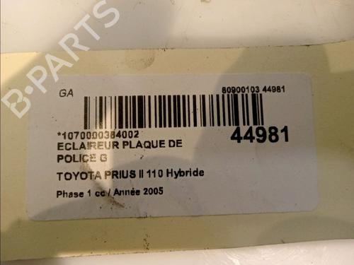 Used Licence plate light TOYOTA PRIUS Liftback (_W2_) 1.5 Hybrid (NHW20_, NHW20R) (112 hp) 14880857