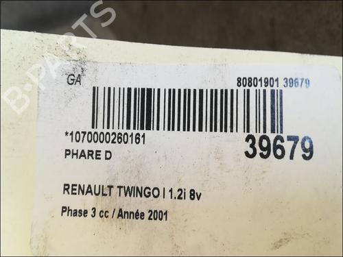 Used Right headlight Right headlight RENAULT TWINGO I (C06_) 1.2 (C066, C068) (58 hp) 9610992 9610992