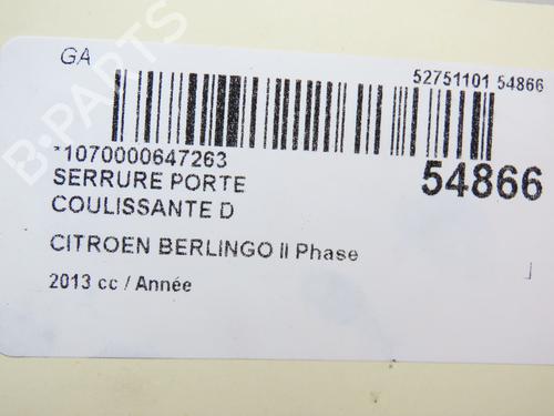 Rear right lock CITROËN BERLINGO Box Body/MPV (B9) 1.6 HDi 90 | BP28832050C99 