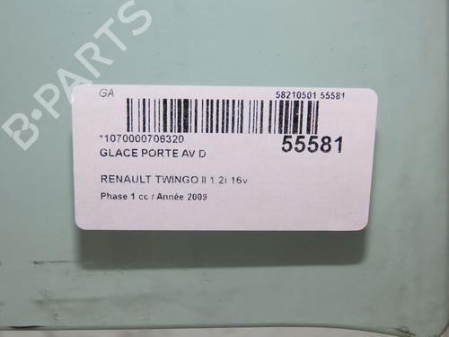 Front right door window RENAULT TWINGO II (CN0_) 1.2 16V (CN0K, CN0V, CN0A) | BP32253936C19