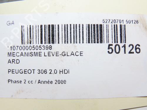 Rudehejsemekanisme Højre bagtil PEUGEOT 306 Hatchback (7A, 7C, N3, N5) 2.0 HDI 90 (90 hp) 28802069