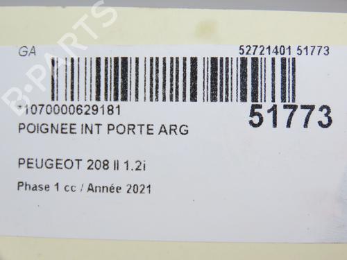 Used Rear left interior door handle PEUGEOT 208 II (UB_, UP_, UW_, UJ_) 1.2 PureTech 100 (101 hp) 28831846