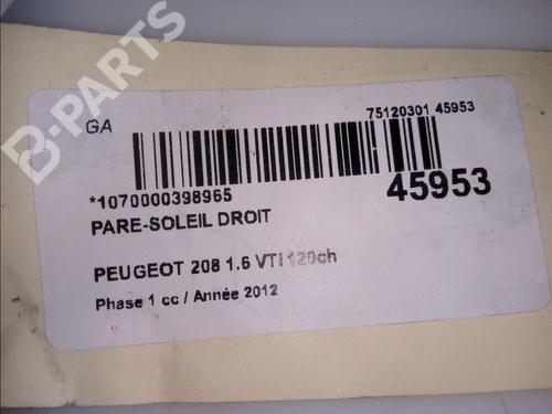Right sun visor PEUGEOT 208 I (CA_, CC_) 1.6 VTi | BP11227009I2 
