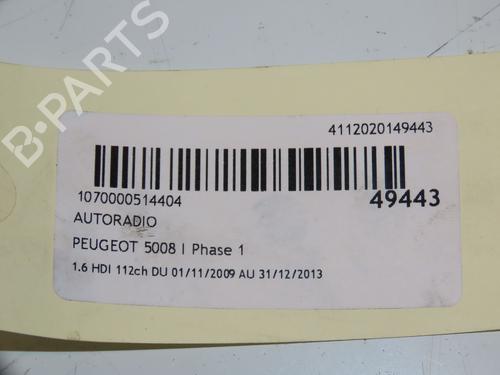 Used Radio PEUGEOT 5008 (0U_, 0E_) 1.6 HDi (110 hp) 17527760