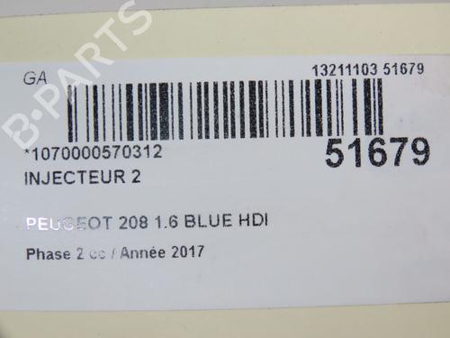 Used Injector PEUGEOT 208 I (CA_, CC_) 1.6 BlueHDi 100 (100 hp) 24118668