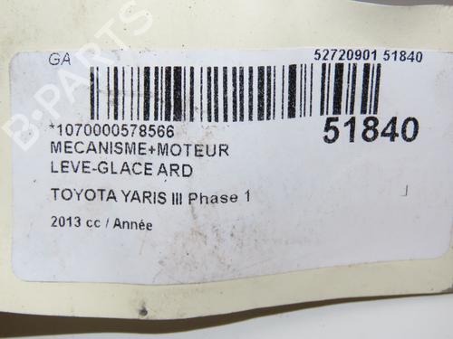 Used Rear right window mechanism TOYOTA YARIS (_P13_) 1.5 Hybrid (NHP130_, NHP130) (101 hp) 28831793