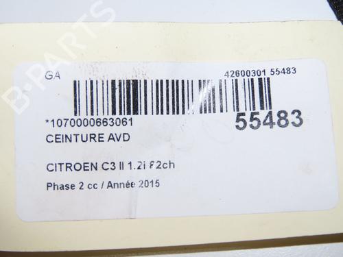 Front right seatbelt CITROËN C3 II (SC_) 1.2 VTi 82 | BP33561826I25 - Image 6