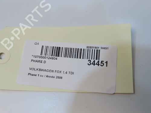 Used Right headlight Right headlight VW FOX Hatchback (5Z1, 5Z3, 5Z4) 1.4 TDI (70 hp) 34457058 34457058