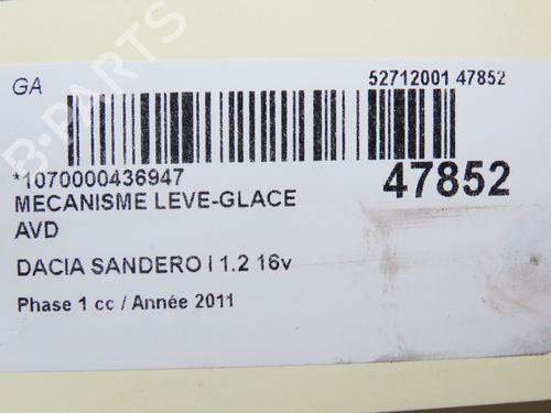 Front right window mechanism DACIA SANDERO 1.2 16V | BP17051496C23