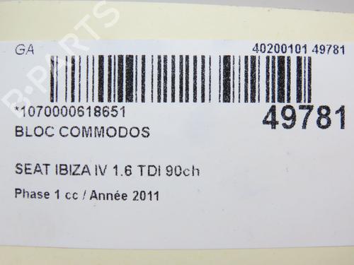 Used Steering column stalk SEAT IBIZA IV (6J5, 6P1) 1.6 TDI (90 hp) 28830242