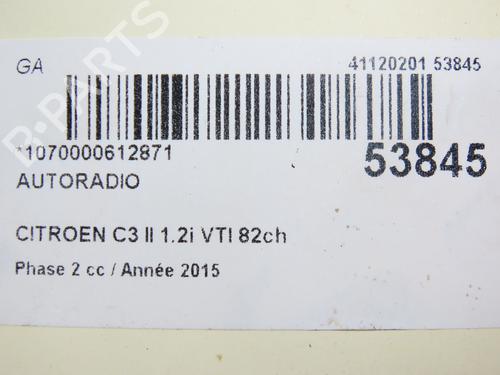 Used Radio CITROËN C3 II (SC_) 1.2 VTi 82 (82 hp) 28968068
