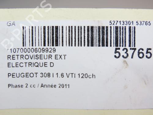 Used Right mirror PEUGEOT 308 SW I (4E_, 4H_) 1.6 16V (120 hp) 28968659