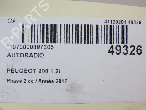 Used Radio PEUGEOT 208 I (CA_, CC_) 1.2 VTi 68 / PureTech 68 (68 hp) 24344412