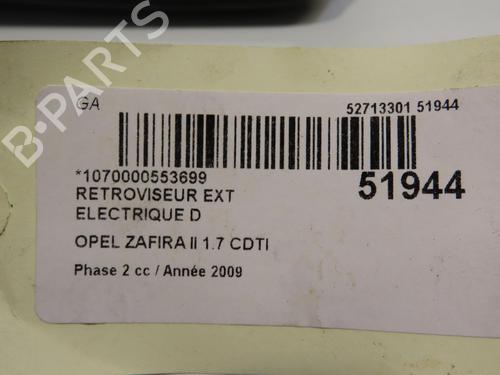 Right mirror OPEL ZAFIRA / ZAFIRA FAMILY B (A05) 1.7 CDTI (M75) | BP19577737C27 