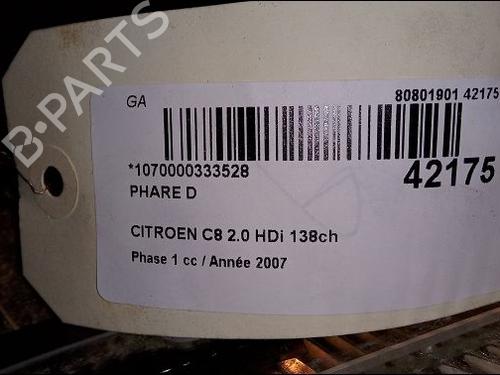 Right headlight CITROËN C8 (EA_, EB_) 2.0 HDi 135 | BP9619352C29