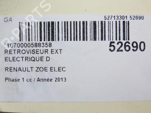 Right mirror RENAULT ZOE (BFM_) ZOE | BP28831367C27 